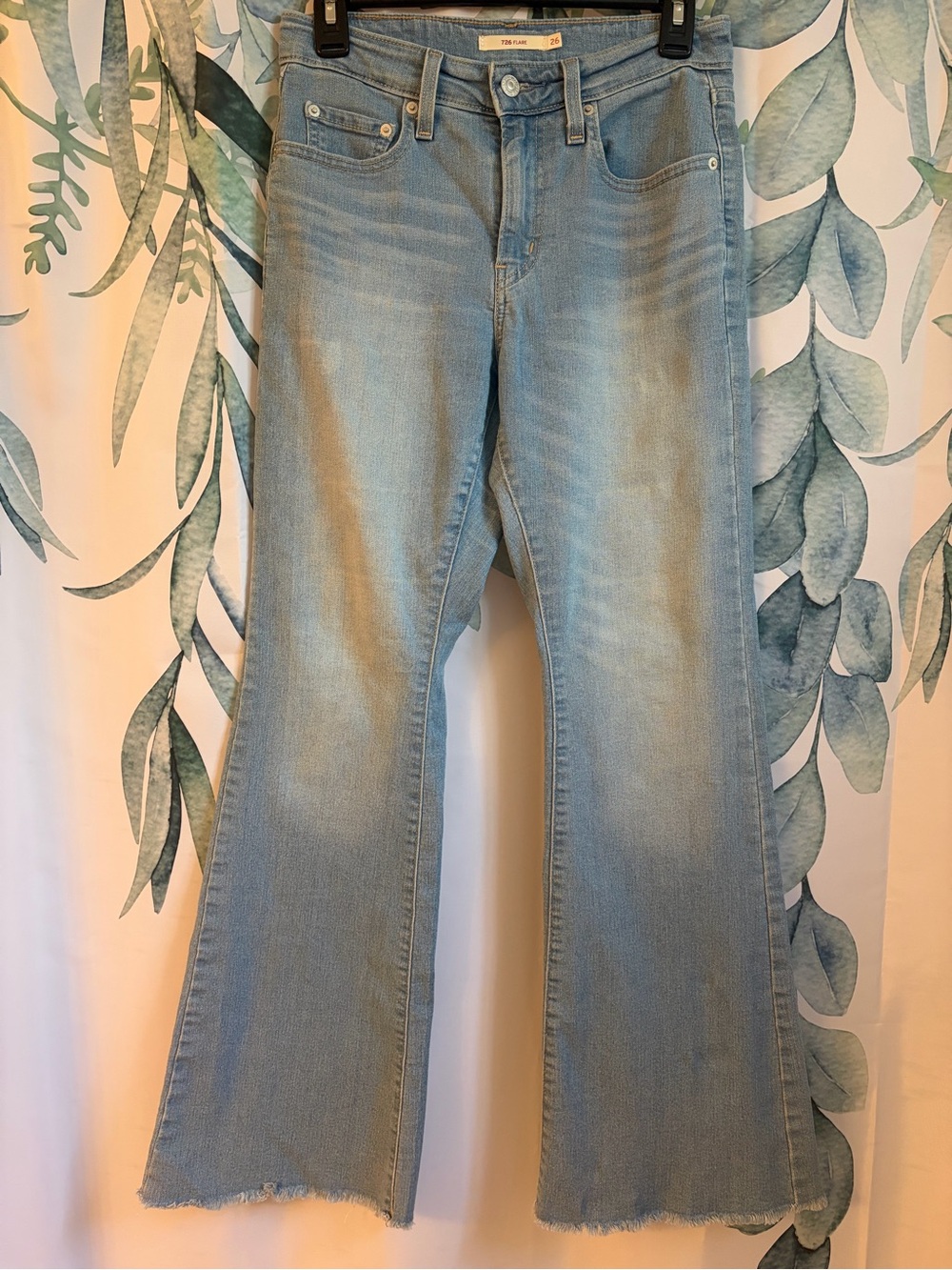 Levi's 726 Flare Jeans High Rise Frayed Hem Women's 26